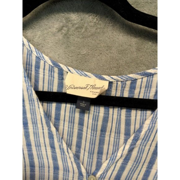 šUNIVERSAL THREAD 100% Rayon Women Tie Waist Blouse Summer Striped S(4-6) - Picture 4 of 12